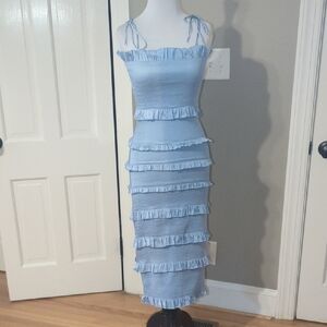 V. Chapman Sky Blue Tiered Dress